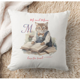 Almofada Gatos charmosos Mãe Monograma Adorava Ler
