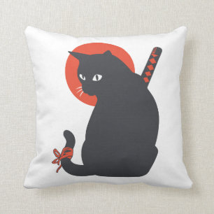 Almofada Gatos como Guerreiro Samurai - Escolher cor de fun