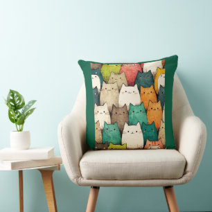 Almofada Gatos de Cartoon em Cores Vibrantes