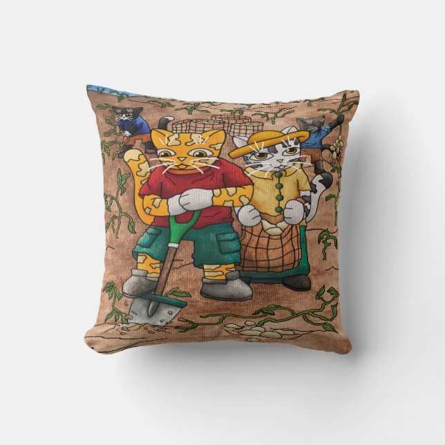 Almofada Gatos De Colheita De Batata (Frente)