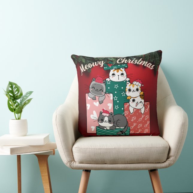 Almofada Gatos de Natal Gelados (Cadeira)