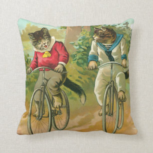 Almofada Gatos do vintage na bicicleta