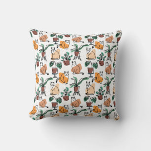 Almofada Gatos e flores para desenho de linhagens