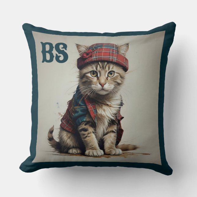 Almofada Gatos em Disguise Escocesa - gatos-tartã encantado (Frente)