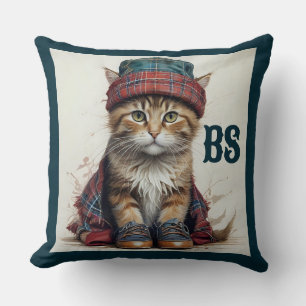 Almofada Gatos em Disguise Escocesa - gatos-tartã encantado