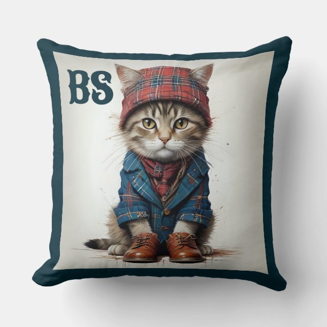 Almofada Gatos em Disguise Escocesa - gatos-tartã encantado (Frente)