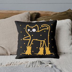 Almofada Gatos Engraçados Fofos Dourado Preto Personalizado