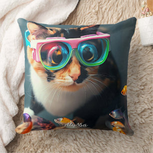 Almofada Gatos engraçados no aquário