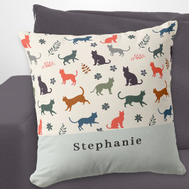 Almofada Gatos Modernos Padrão Elegante Creme Personalizado