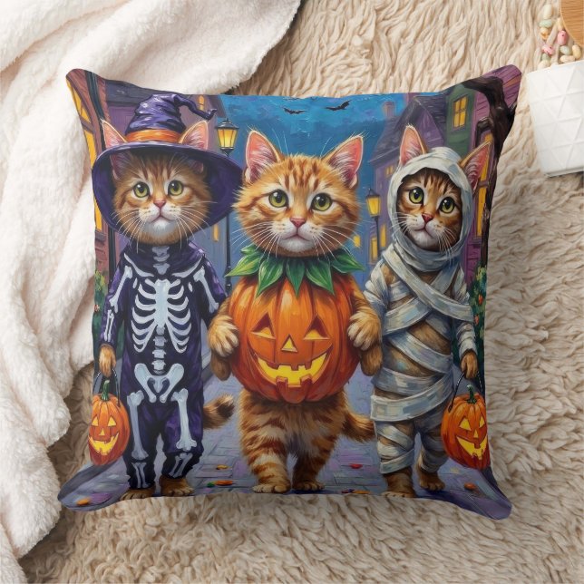 Almofada Gatos Persa Trick-or-Tratating Halloween Costumes (Cobertor)