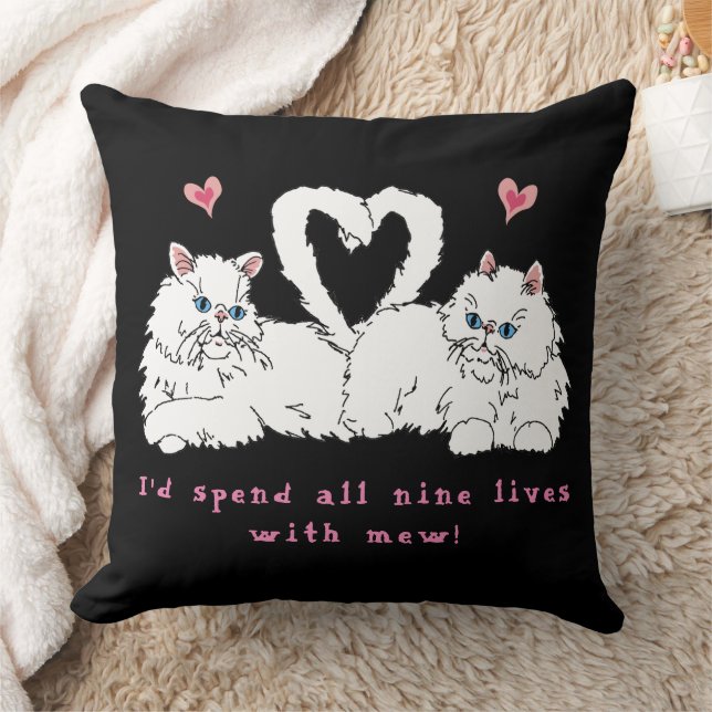 Almofada Gatos Persianos Brancos com Travesseiro decorativo (Cobertor)