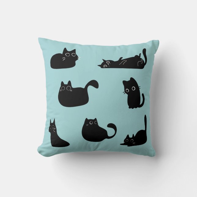 Almofada Gatos pretos engraçados (Frente)
