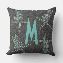 Almofada Gatos Rústicos Engraçados Adicionam Monograma