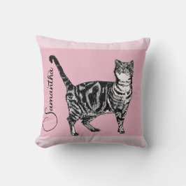Almofada Gatos Tabby Rosa Nome Meninas Berçário
