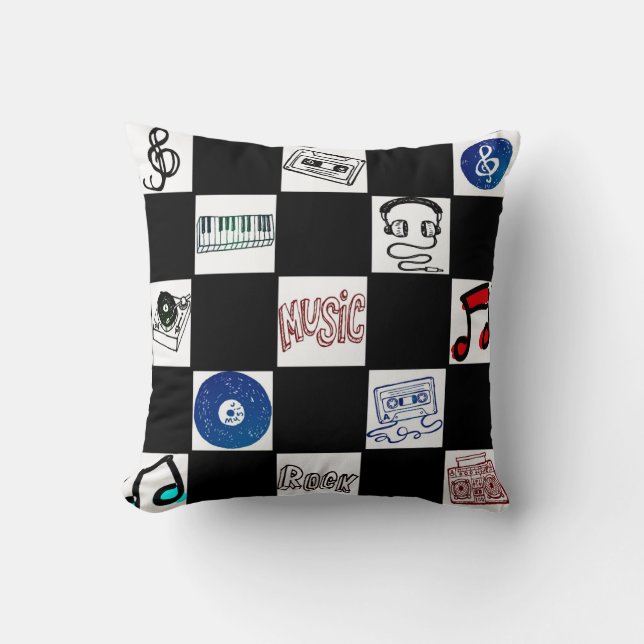 Almofada Gavetas & mais de música retros do tabuleiro de (Frente)