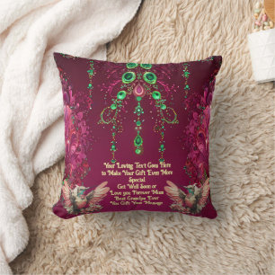 Almofada Gema Floral Elegante Apoiando Hummingbird