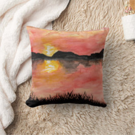 Almofada Gemalter Sonnenuntergang Aquarell/Tusche - Badhan