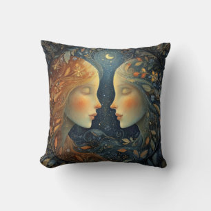 Almofada Gêmeos Zodiacais Astronomia Celestial Aniversário