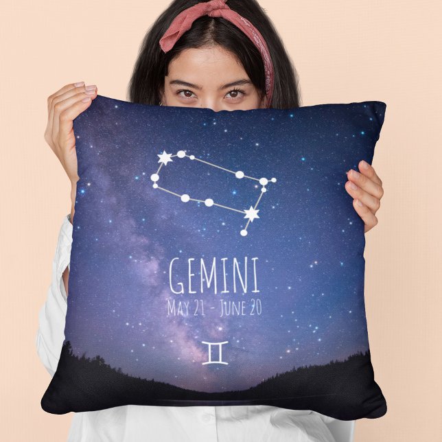 Almofada Gemini | Constelação Zodiac Personalizada (Criador carregado)