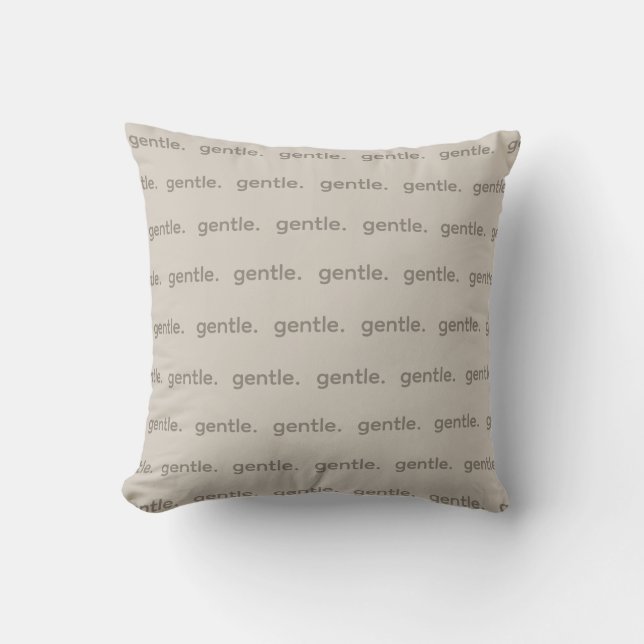 Almofada Gentle Repeated Word Pattern Cozy, Calm & Soft  (Frente)