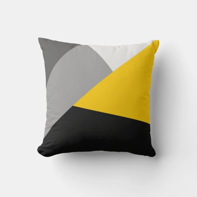 Almofada Geo amarelo e preto cinzento moderno simples (Frente)