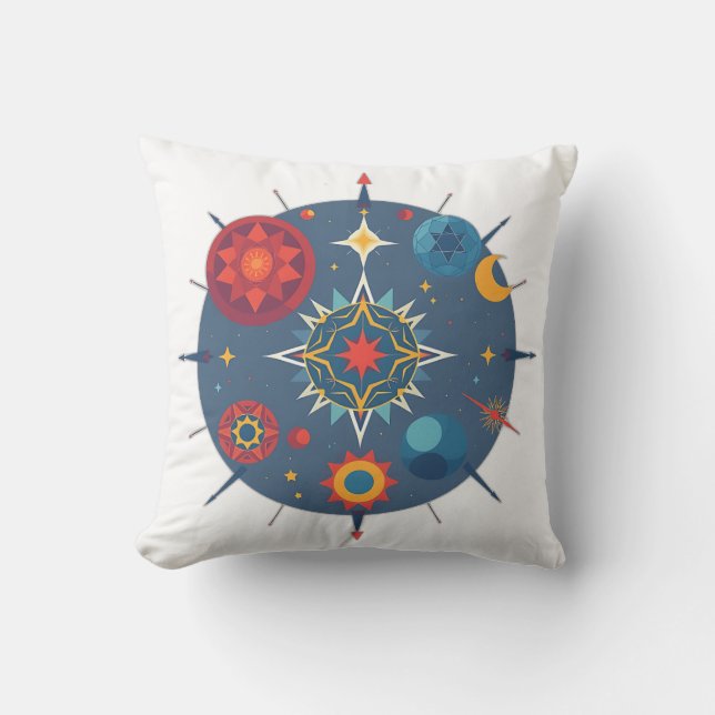 Almofada Geometria Celestial abstrato (Frente)