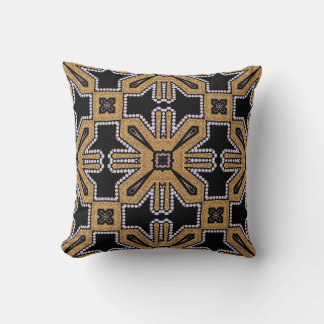 Almofada Geometria Flor Arte Deco Travesseiro Preto Dourado