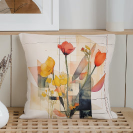 Almofada Geometria Floral de Aquarela