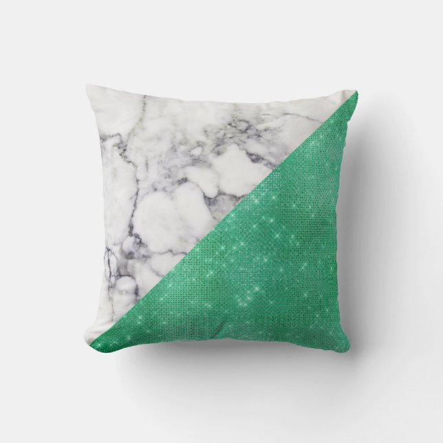 Almofada Geometria Mínima do Mint Verde Preto Branco (Frente)