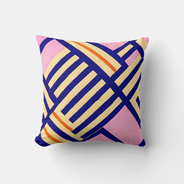 Almofada Geometria Rosa Amarelo e Azul (Frente)