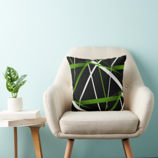 Almofada Geometria Urbana Preto Branco Grama-Verde