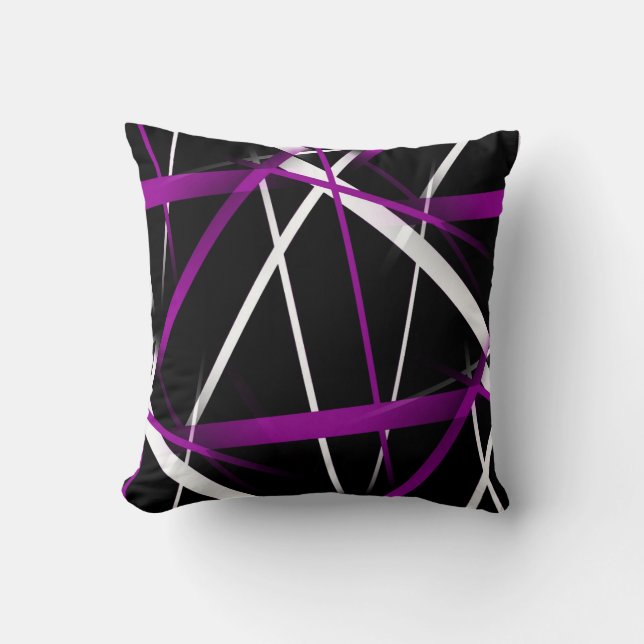 Almofada Geometria Urbana Preto Branco Roxo (Frente)