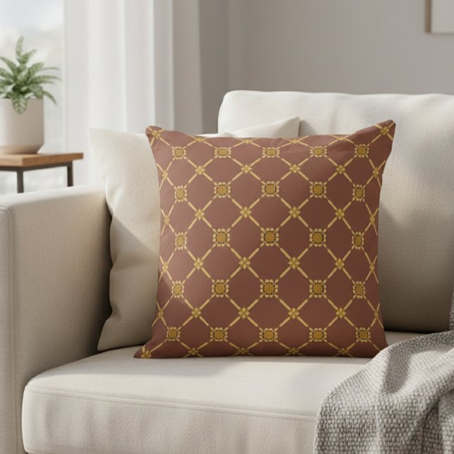 Almofada Geometric Gold Trellis Pattern Decorative Pillow  (Criador carregado)