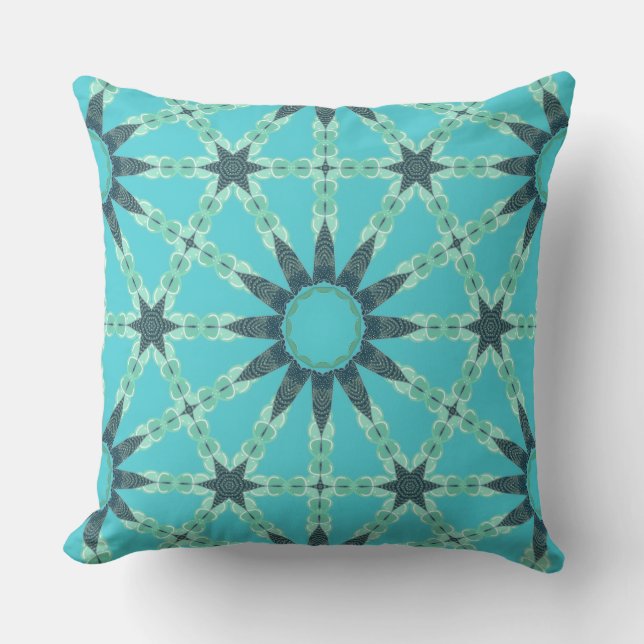 Almofada Geometric Teal Blue Sunburst Pillow (Frente)