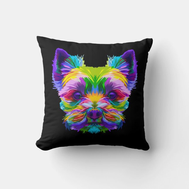 Almofada Geometric Yorkshire Terrier Yorkie Art Animal Love (Frente)