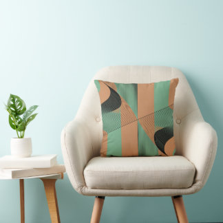 Almofada geometrical shapes retro vintage terracotta green 