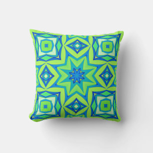 Almofada Geométrico abstrato Star - Verde limão e Azul