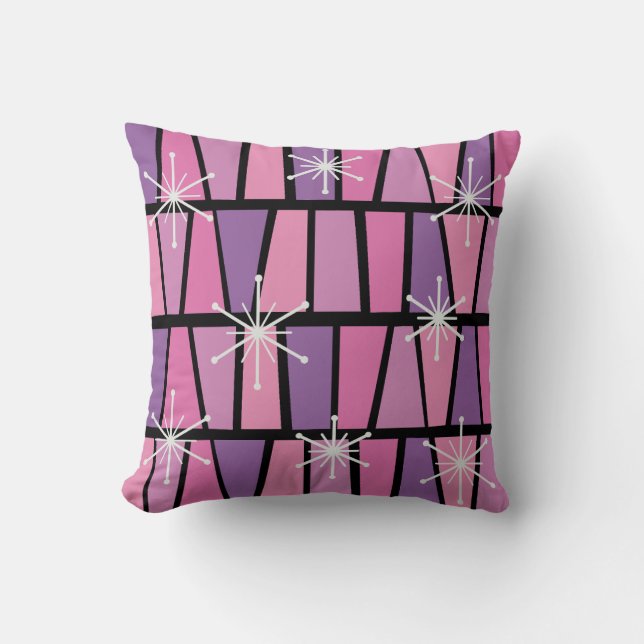 Almofada Geométrico MCM Abstrato Rosa Roxo (Frente)