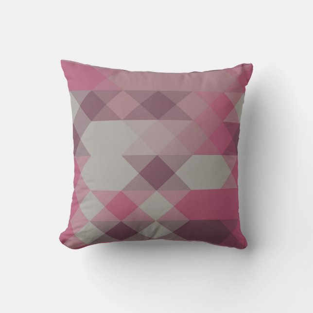Almofada geométrico rosa e mauve (Frente)