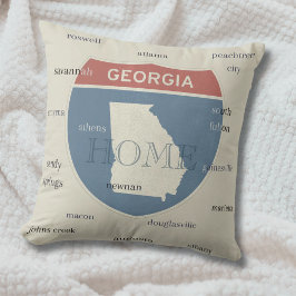 Almofada Georgia Home Throw Pillow with Cities – Custom