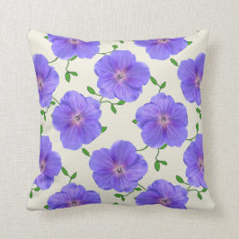 Almofada Gerânio azul da flor em alguma cor