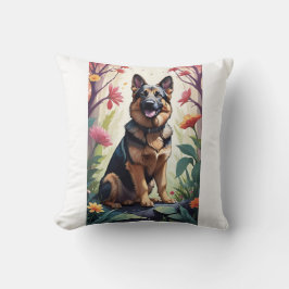 Almofada German shepherd Cão Travesseiro Decorrido Floral