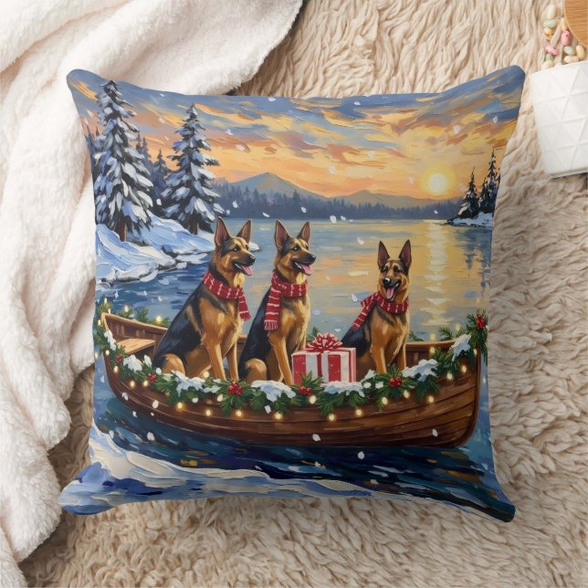 Almofada German Shepherd Christmas Boat Holiday (Cobertor)