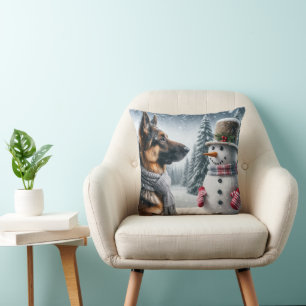 Almofada German shepherd Com Neve Falido
