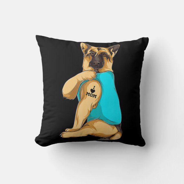 Almofada German shepherd Eu Amo Mamãe Tatuagem Roupa Cachor (Frente)
