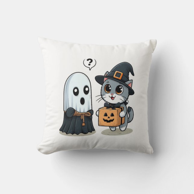 Almofada Ghost Gatinho Halloween Costume (Frente)
