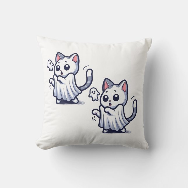 Almofada Ghost Gatinho Halloween Costume (Frente)