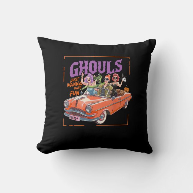 Almofada Ghouls Só Quer Divertir-Se - Felizes Ghouls Boa No (Frente)