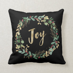 Almofada Gilded Greenery Black Dourada Alegria de Natal