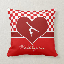 Almofada Ginástica Checkered do vermelho rico com monograma